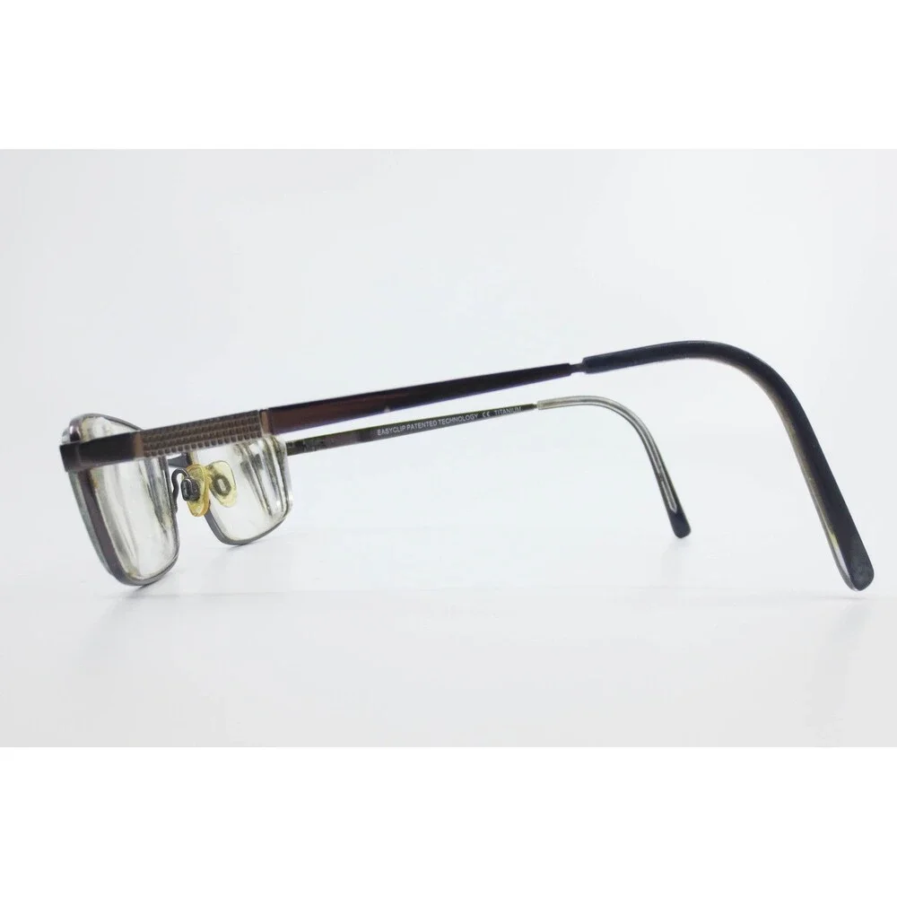EasyClip Superfit SF122 Titanium Eyeglasses Frames Brown Bronze Rectangular 53mm